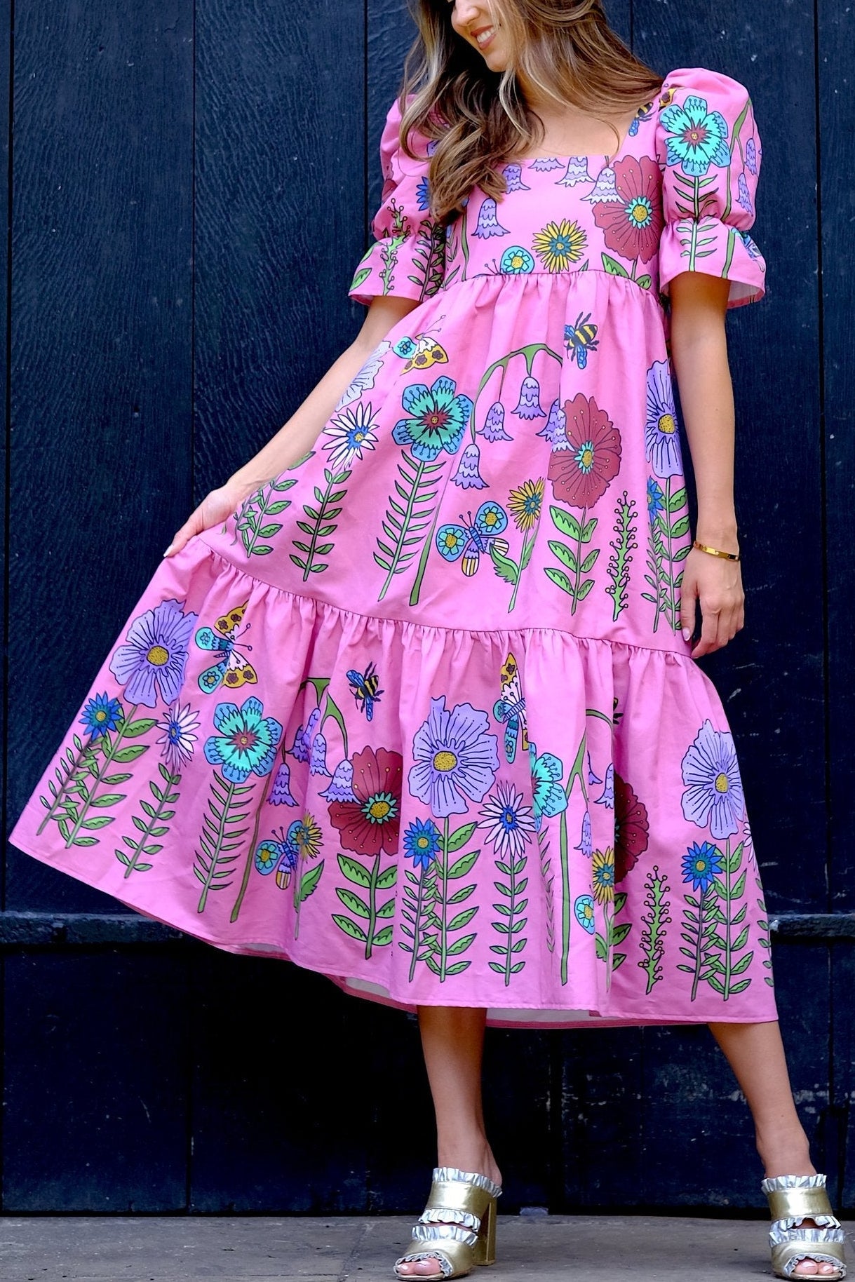 Zelda in Pink Midsummer Meadow (Organic Cotton Sateen)