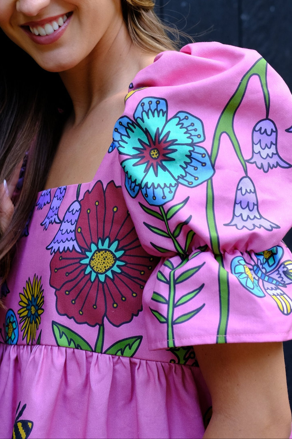 Zelda in Pink Midsummer Meadow (Organic Cotton Sateen)