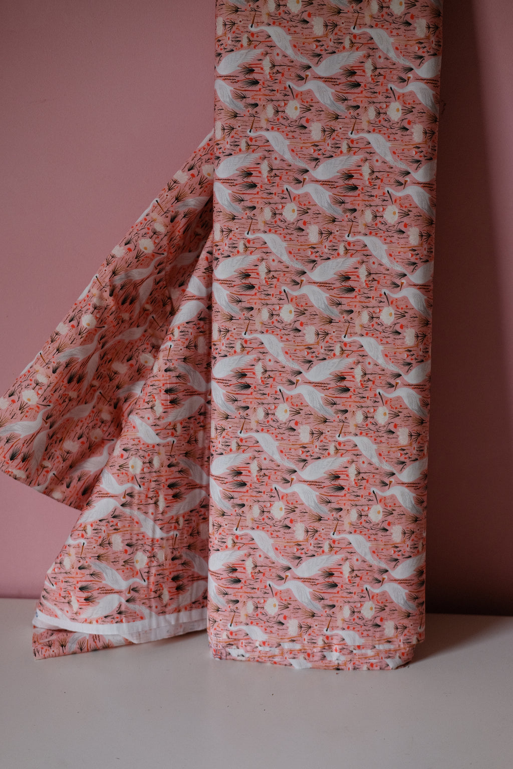 Studio Sale: Pink Crane 100% Cotton (per meter)