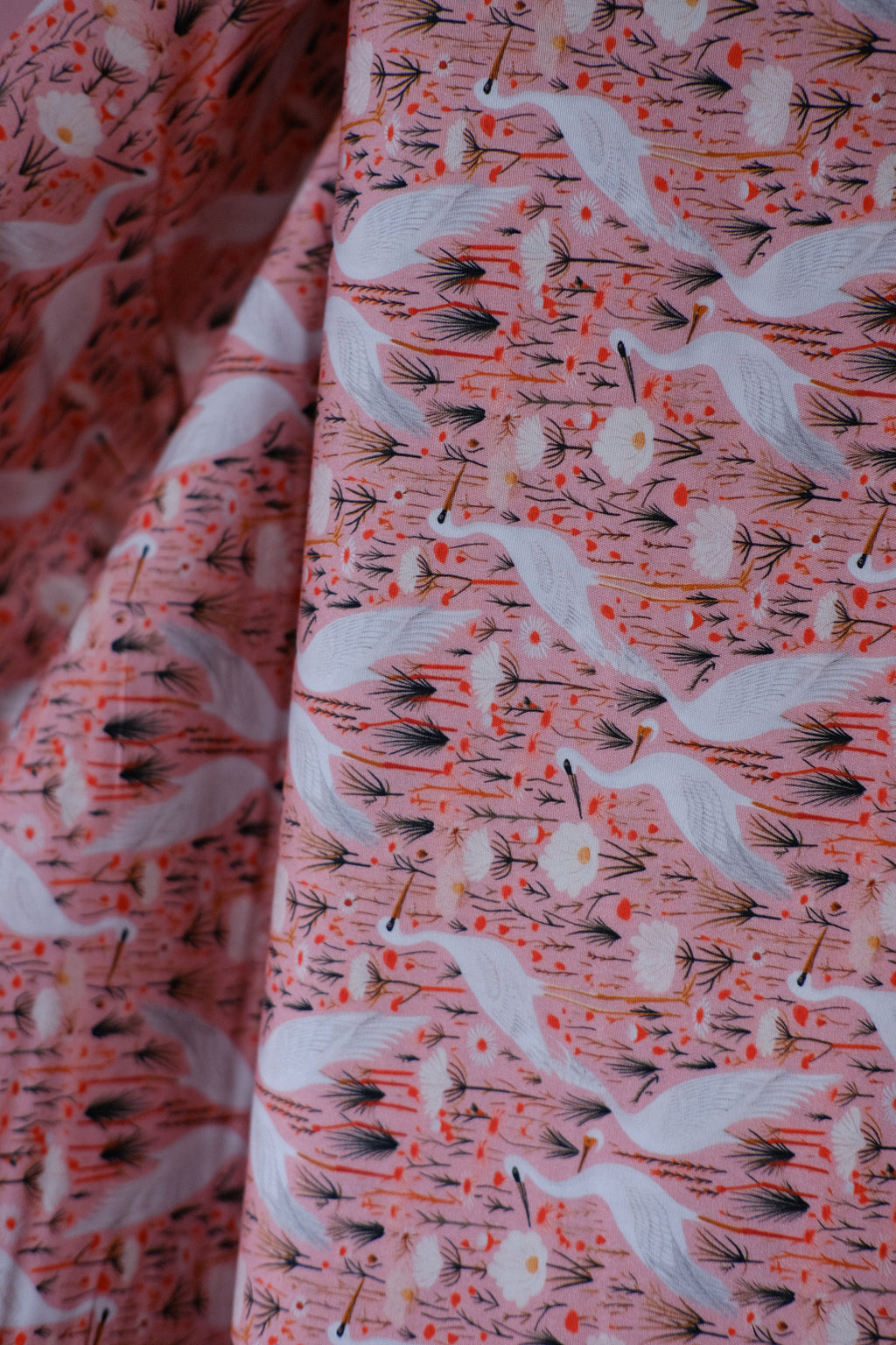 Studio Sale: Pink Crane 100% Cotton (per meter)