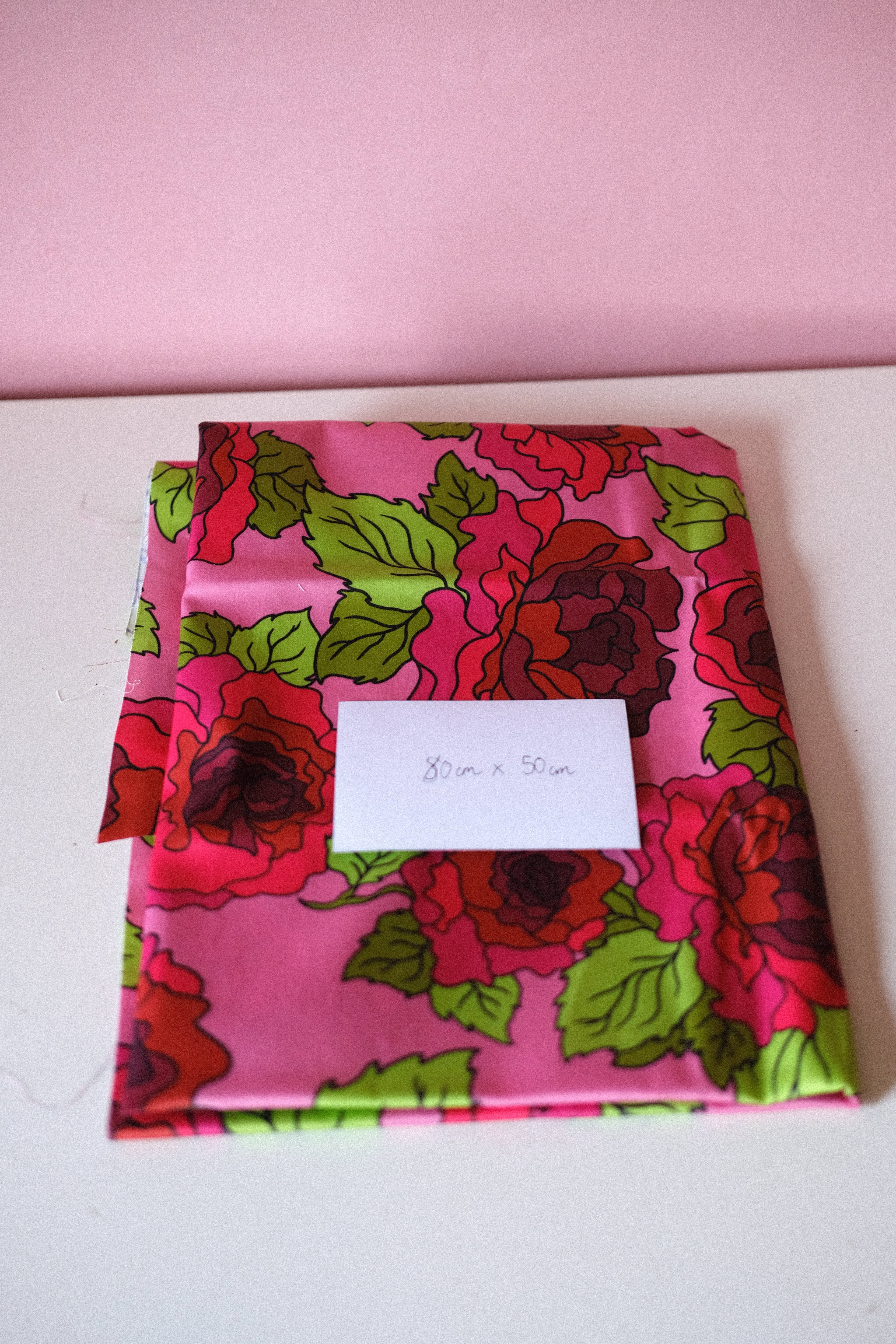 Studio Sale: Wild Roses 100% Organic Cotton Sateen - Remnant Piece: 80cm x 50cm