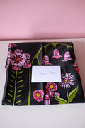 Studio Sale: Midsummer Meadow Black 100% Organic Cotton Sateen - Remnant Piece: 1m x 90cm