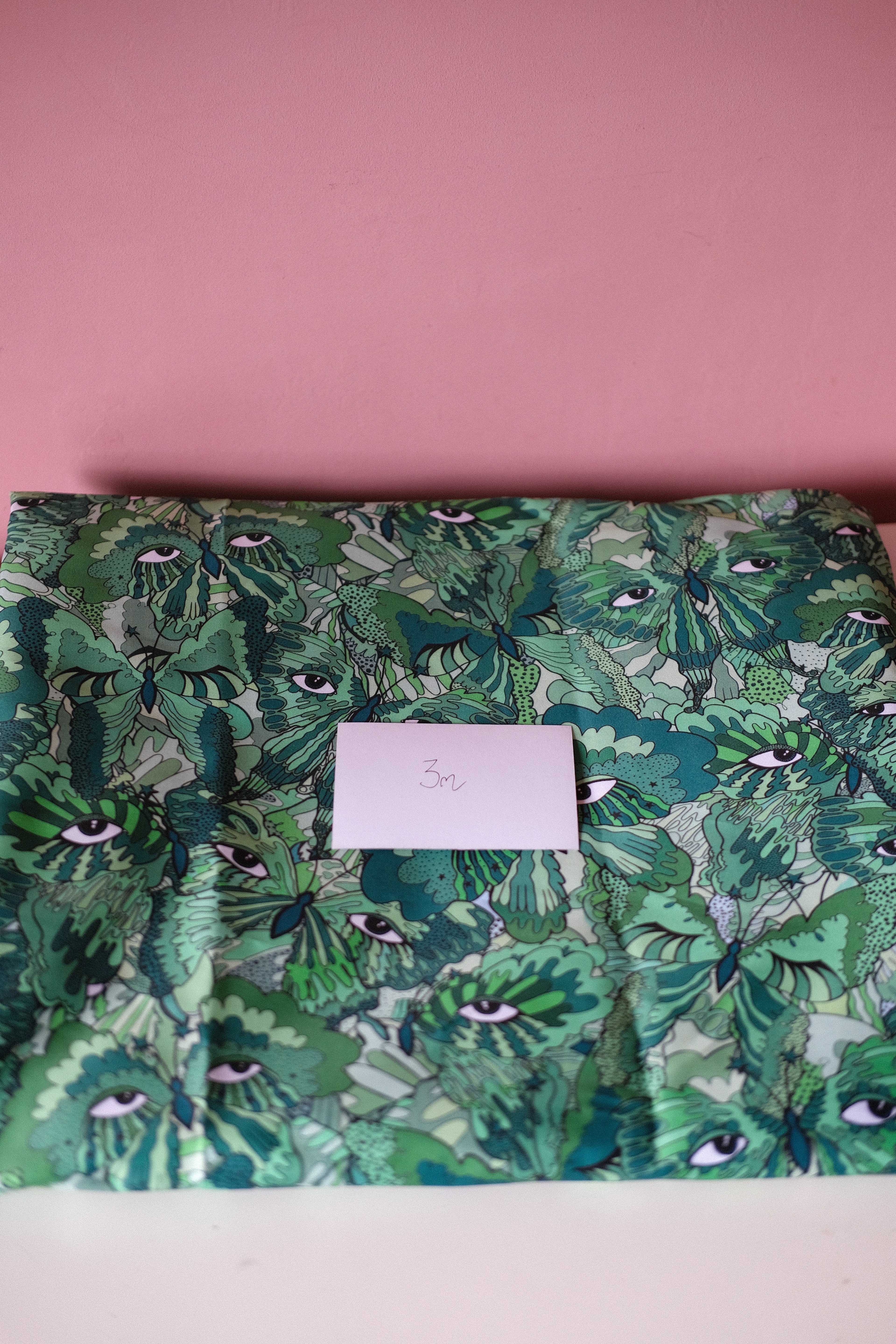 Studio Sale: Teal Butterfly 100% Organic Cotton Sateen - Remnant Piece: 3m