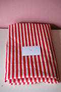 Studio Sale: Red & Ivory Stripe 100% Organic Cotton Sateen - Remnant Piece: 3m