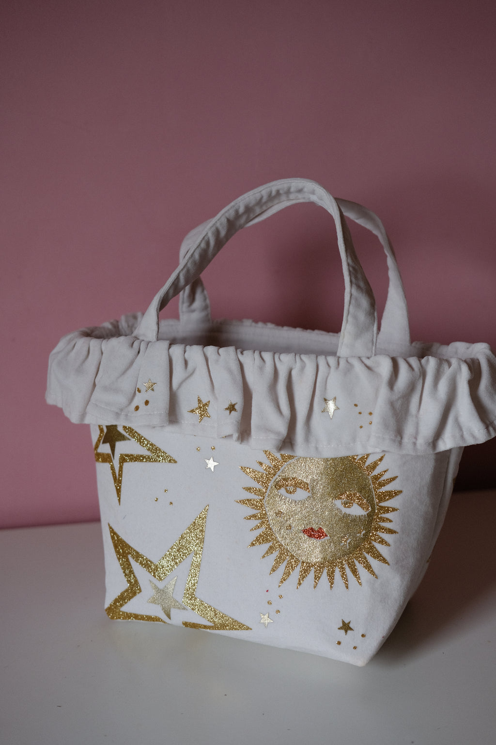 Studio Sale: Clara in Ivory Velvet ft. Celeste Appliqué - Studio Sample
