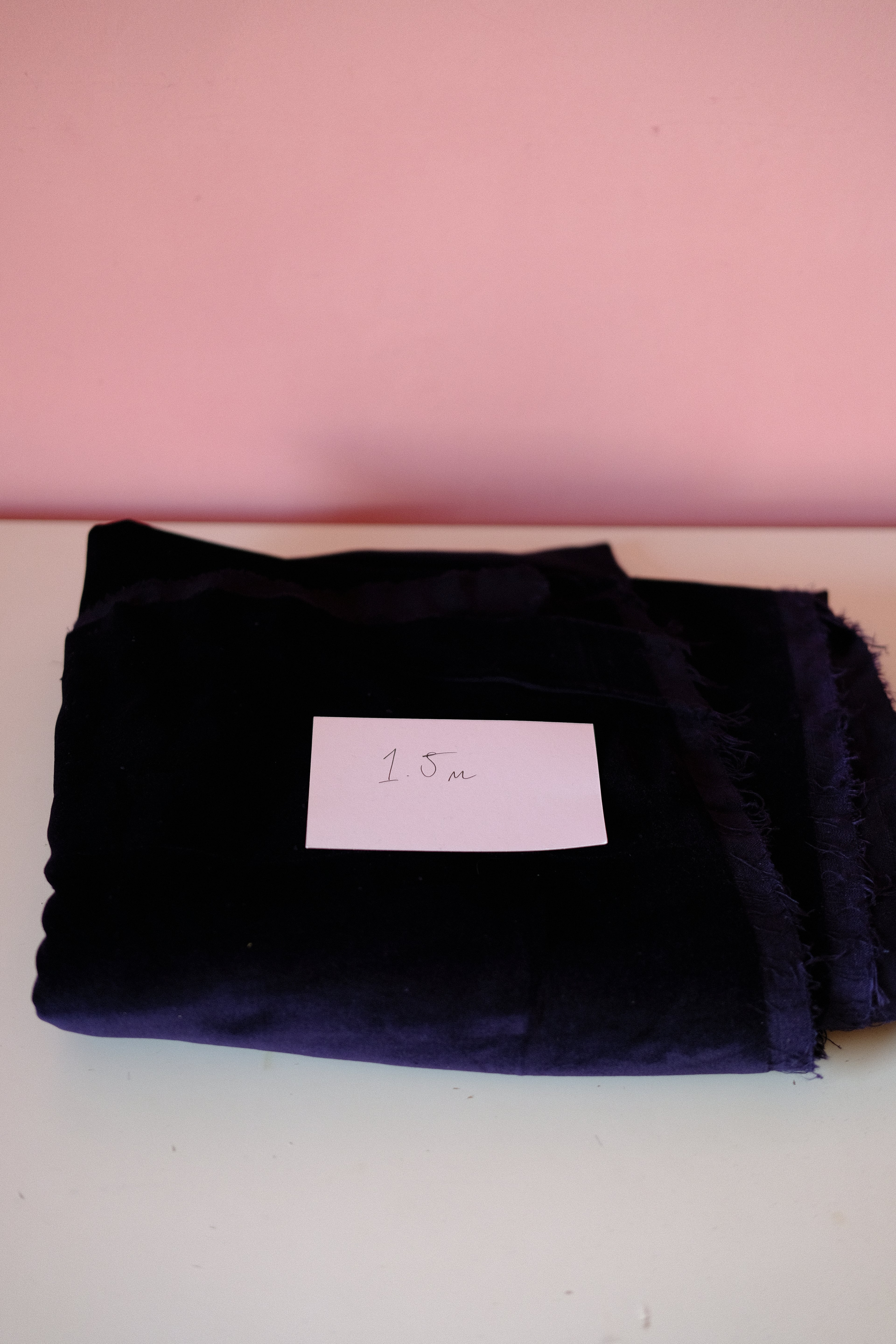 Studio Sale: Navy 100% Cotton Velvet - Remnant Piece: 1.5m
