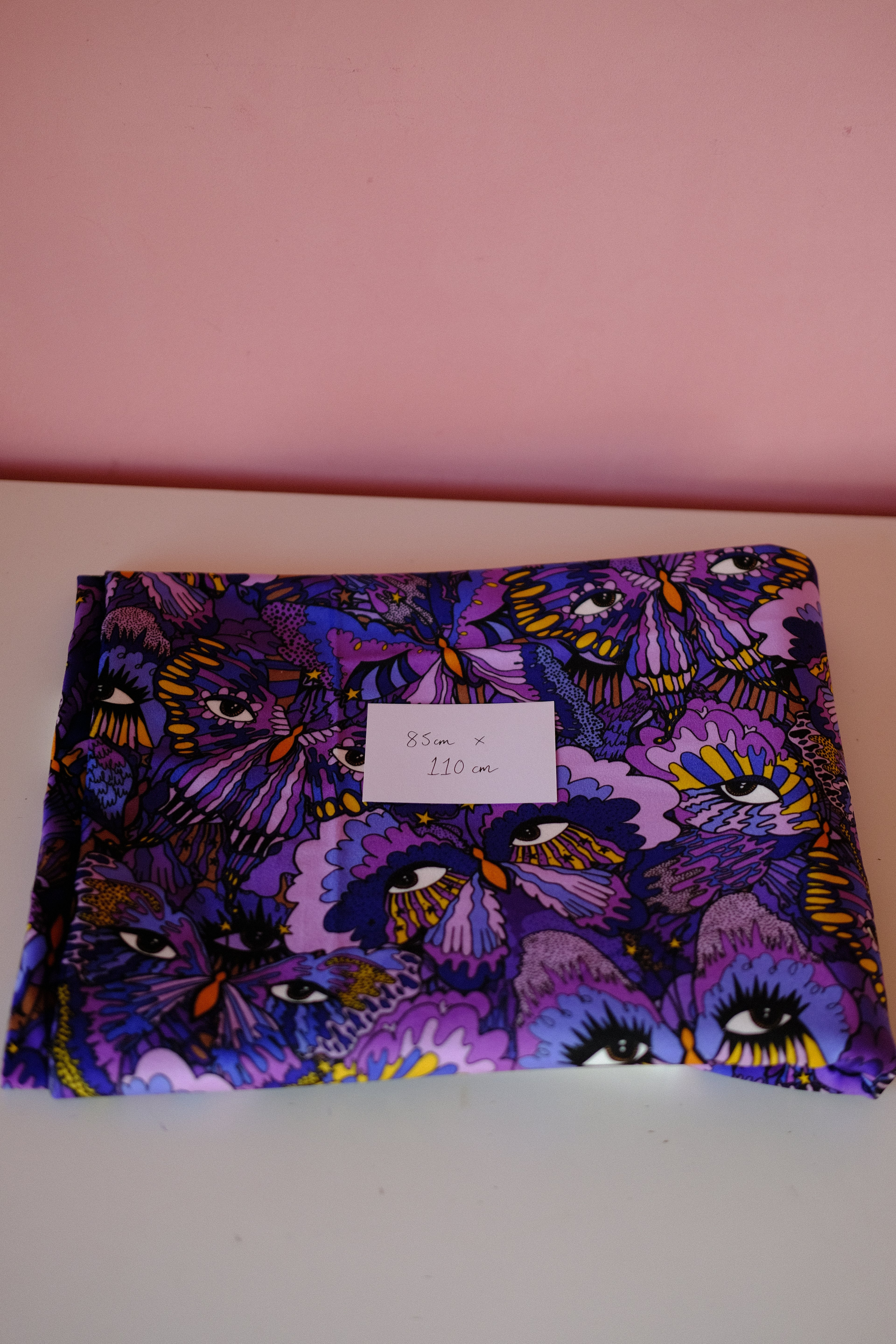 Studio Sale: Violet Butterfly Recycled Velvet - Remnant Piece: 85cm x 110cm