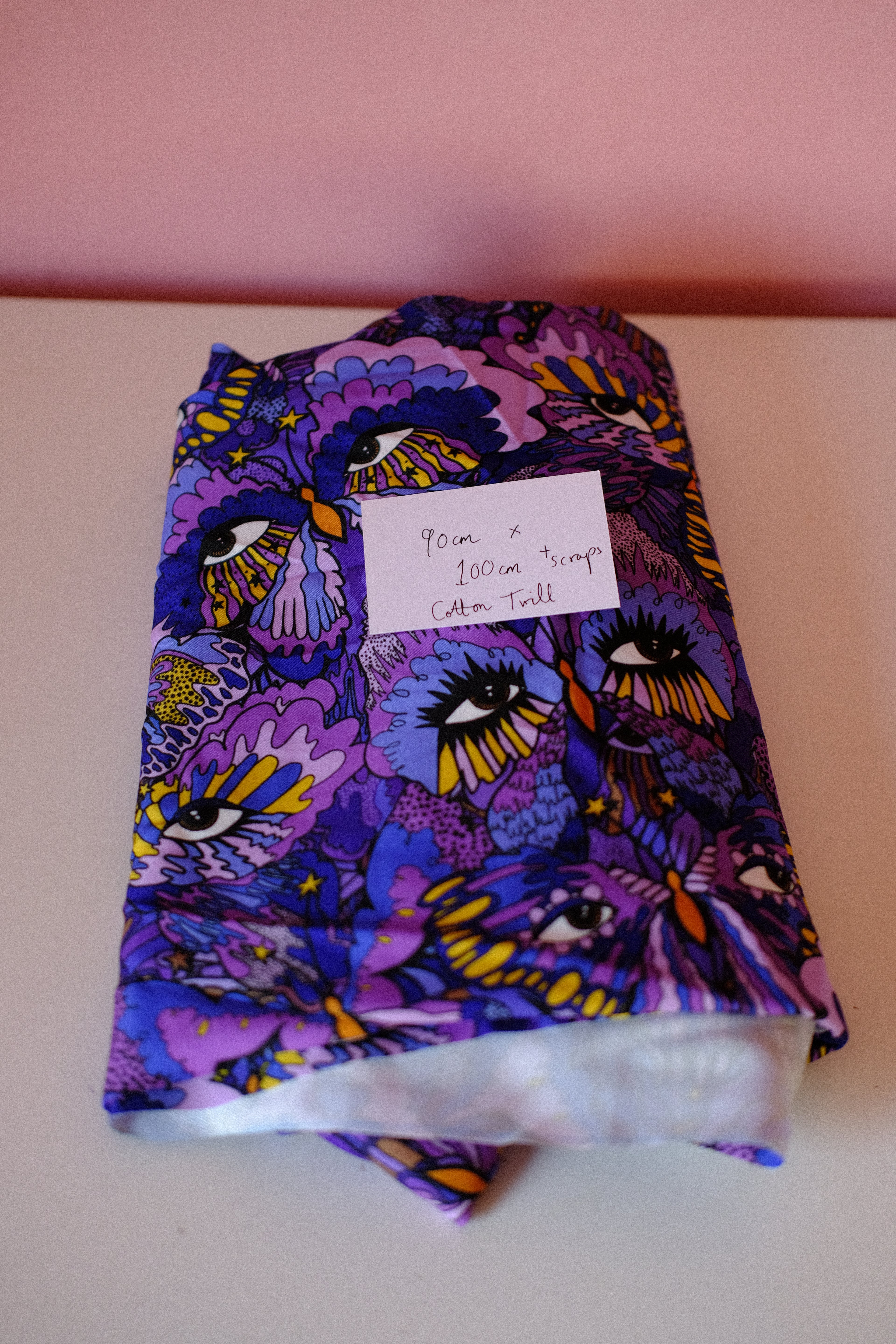 Studio Sale: Violet Butterfly Cotton Twill - Remnant Piece: 90cm x 100cm + Scraps