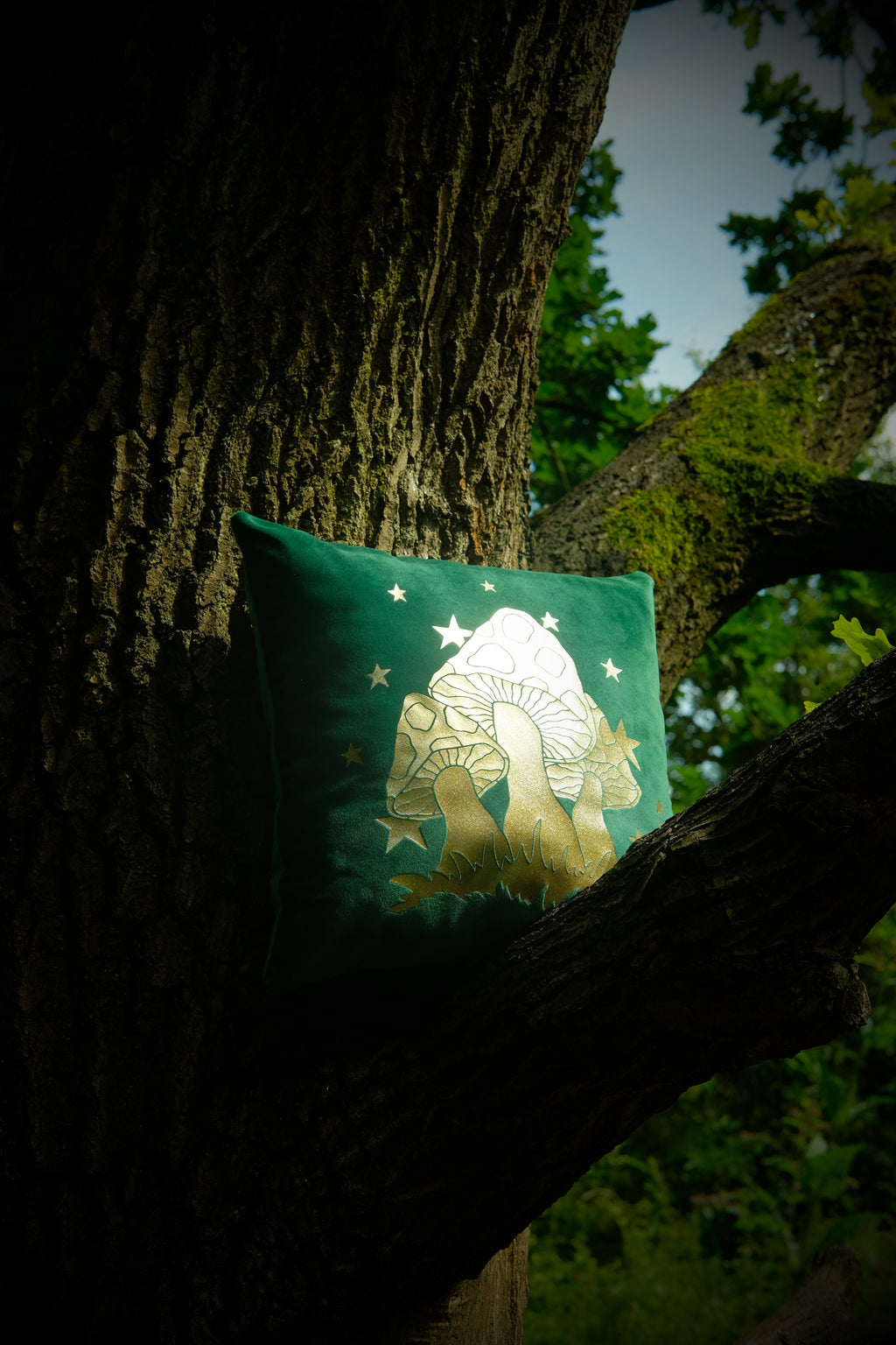 Emerald Velvet Toadstool Cushion Cover