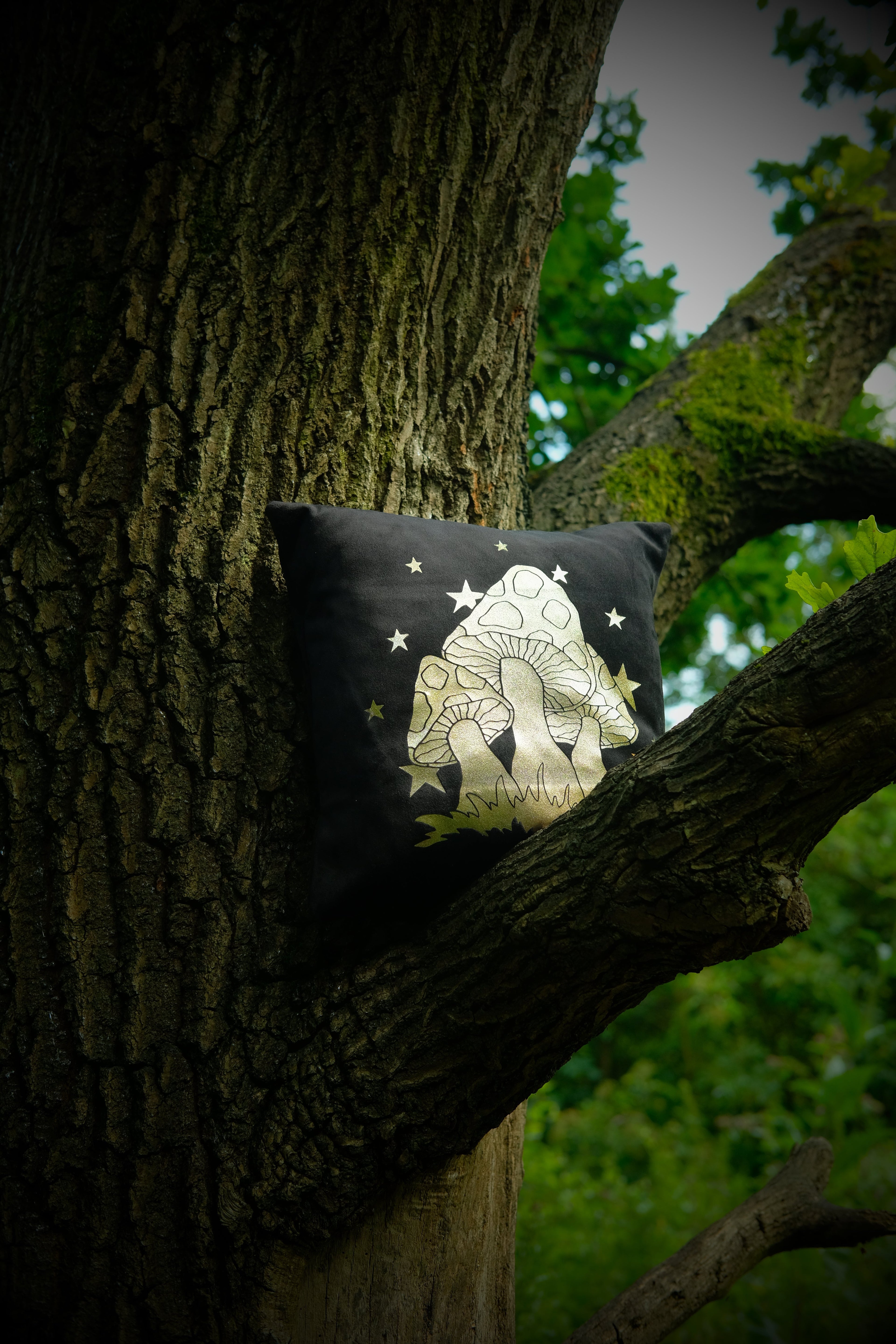 Black Velvet Toadstool Cushion Cover