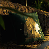 Emerald Velvet Magic Mushrooms Cushion