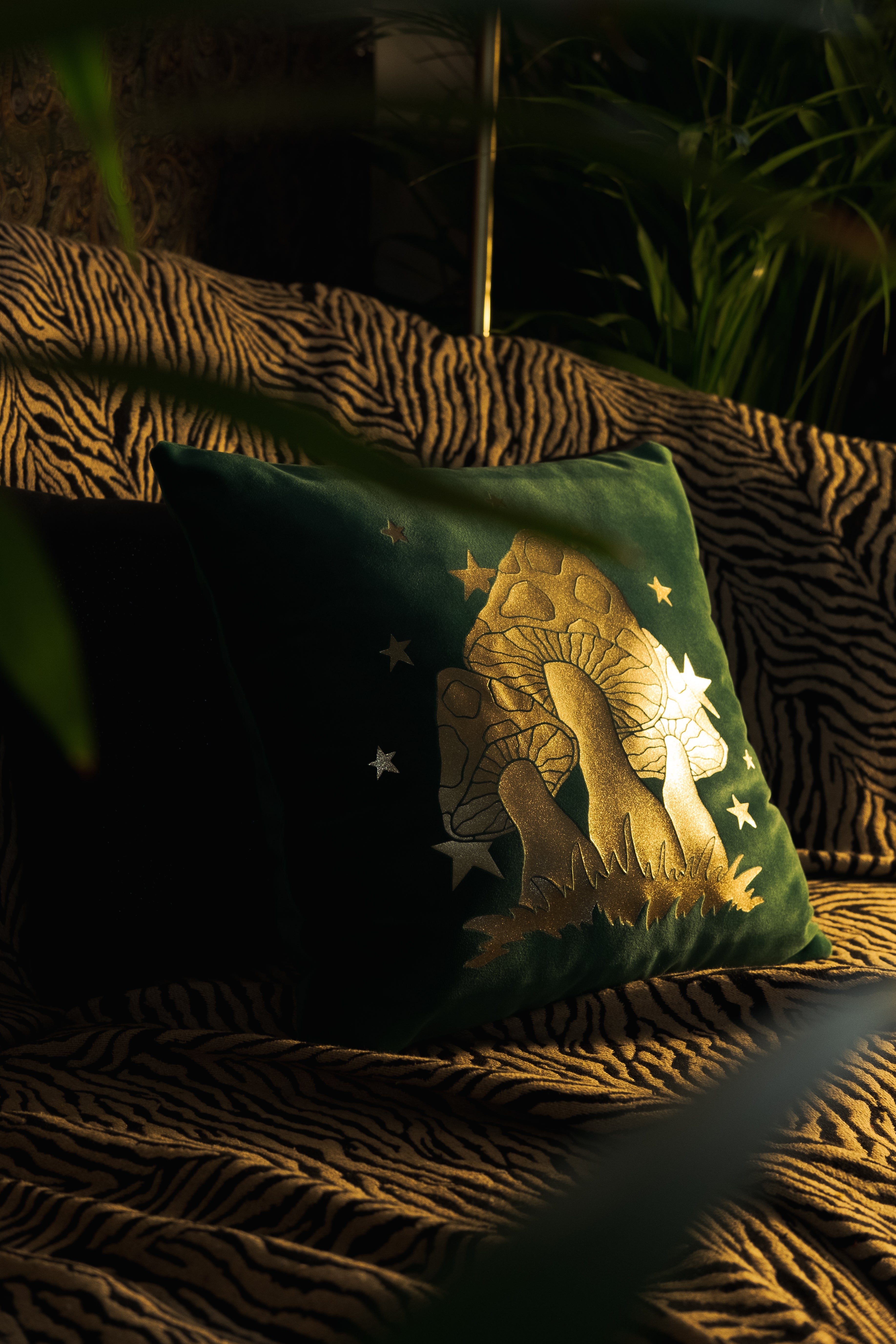 Emerald Velvet Toadstool Cushion Cover