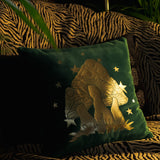 Emerald Velvet Magic Mushrooms Cushion