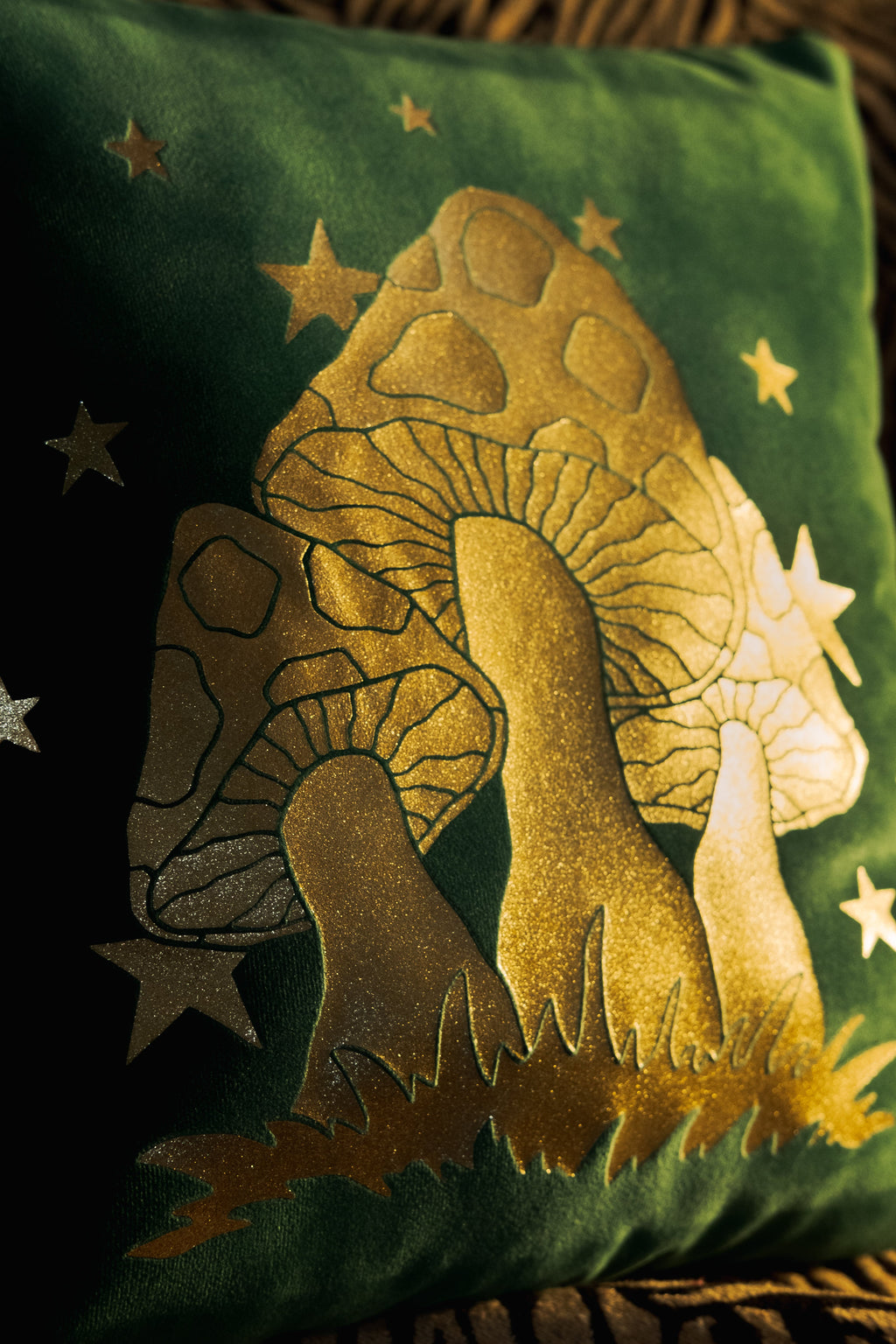 Emerald Velvet Toadstool Cushion Cover