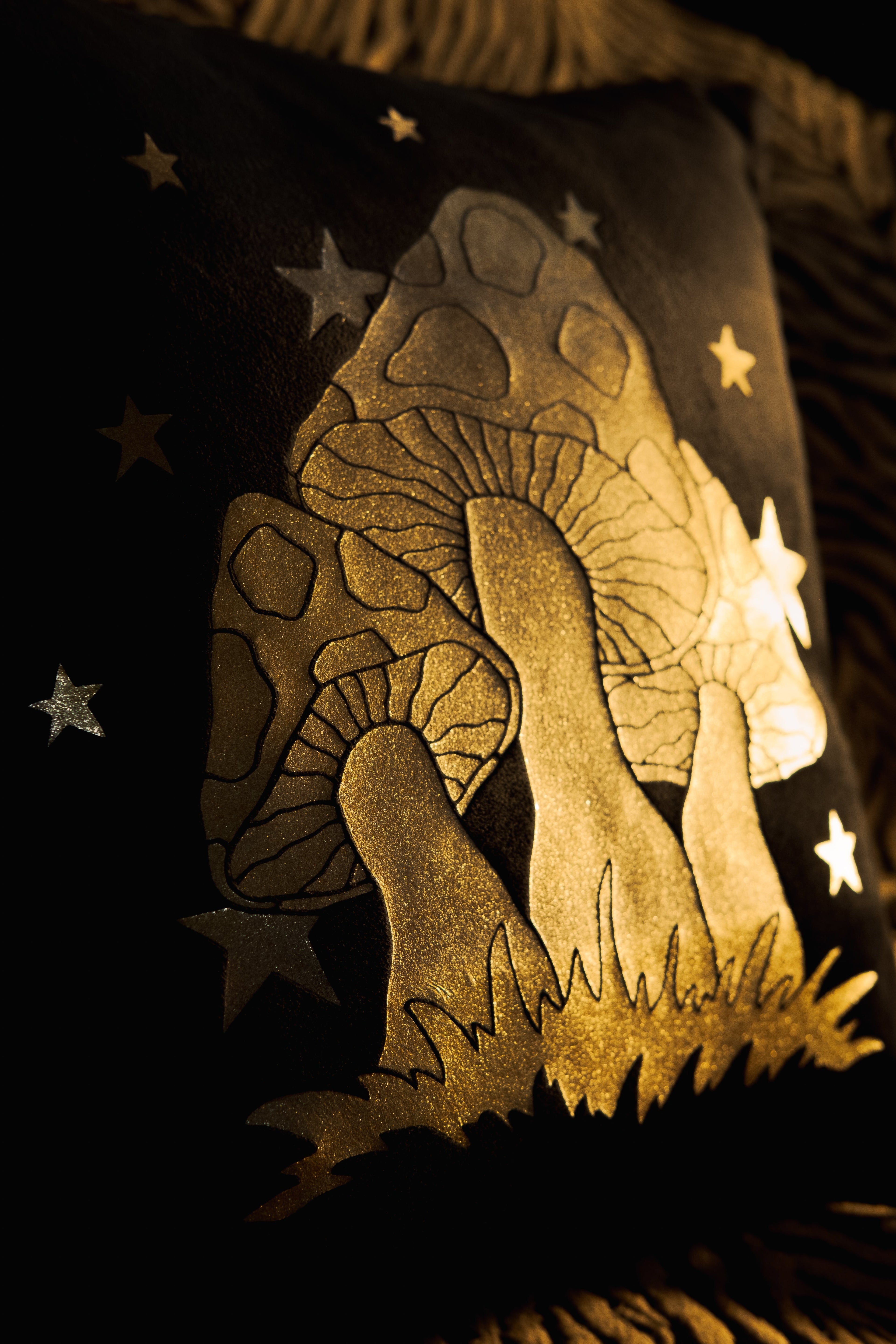 Black Velvet Toadstool Cushion Cover
