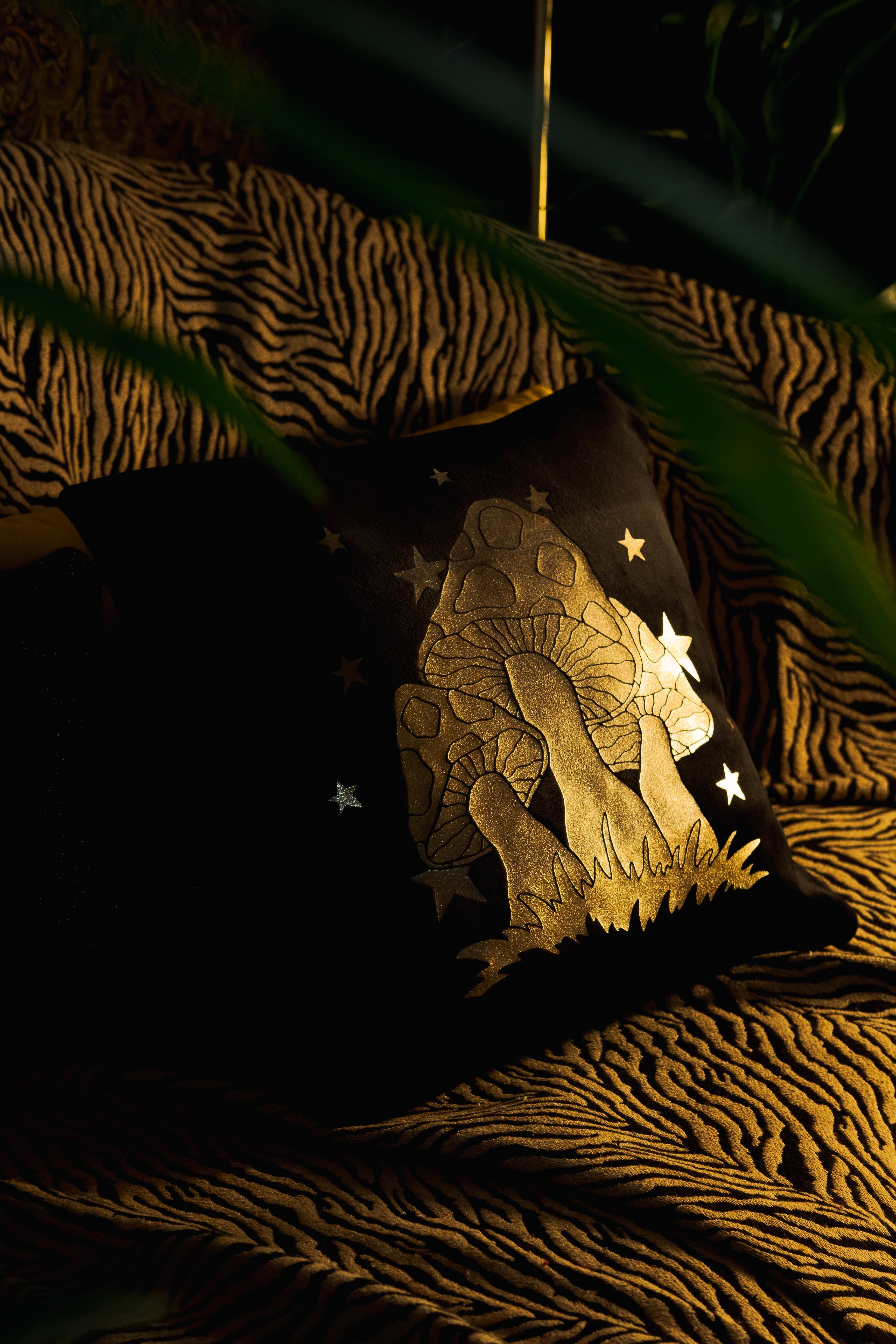 Black Velvet Toadstool Cushion Cover