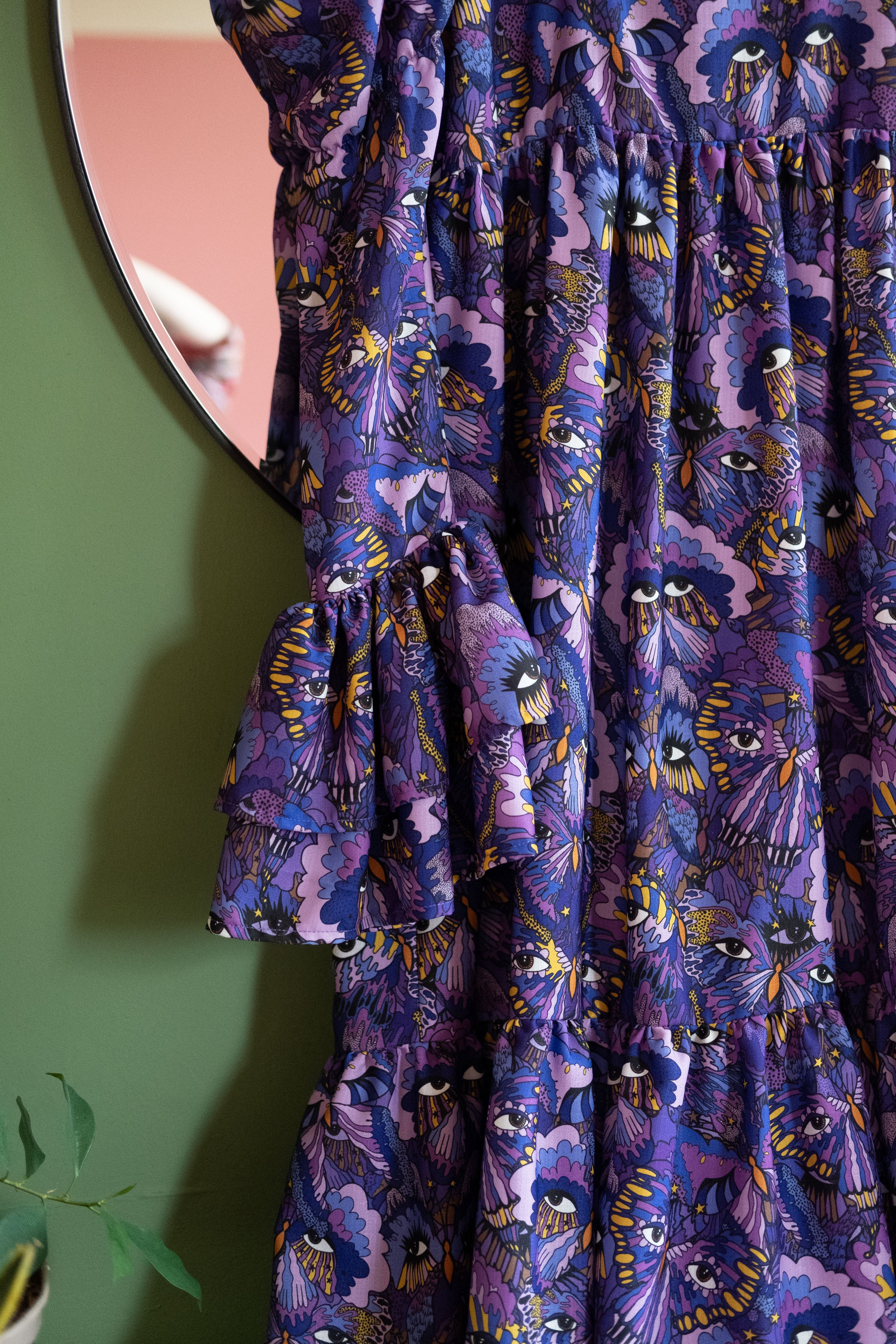 Ruffle Sleeved Zelda in Violet Butterfly