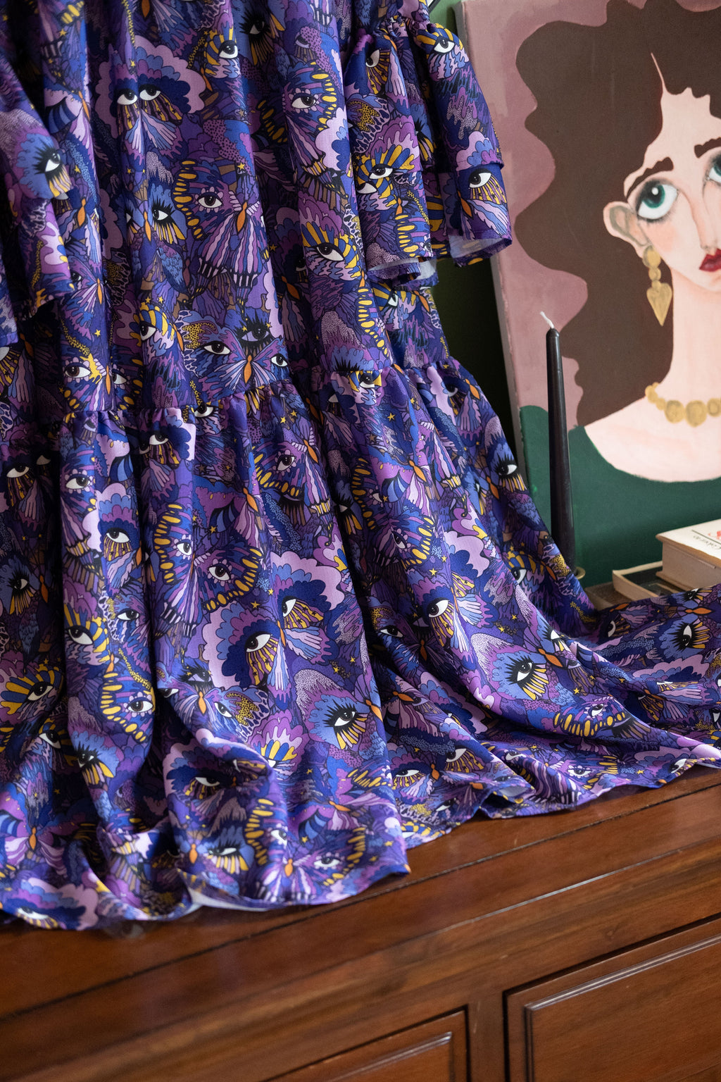 Ruffle Sleeved Zelda in Violet Butterfly
