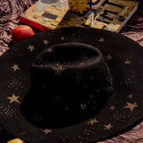 Black Wide Brim Hat with Feather Detail (BIBA)