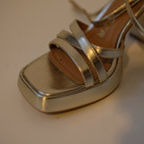 Sample Sale: Gold Strappy Platform Heels, Size 7