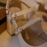 Sample Sale: Ivory Croc Mary-Jane Heels, Size 7