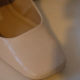 Sample Sale: Ivory Croc Mary-Jane Heels, Size 7