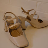 Sample Sale: Ivory Croc Mary-Jane Heels, Size 7