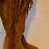 Sample Sale: Tan Fringe Boots, Size 7