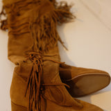 Sample Sale: Tan Fringe Boots, Size 7