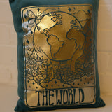 Sample Sale: 'The World' Teal Velvet Cushion