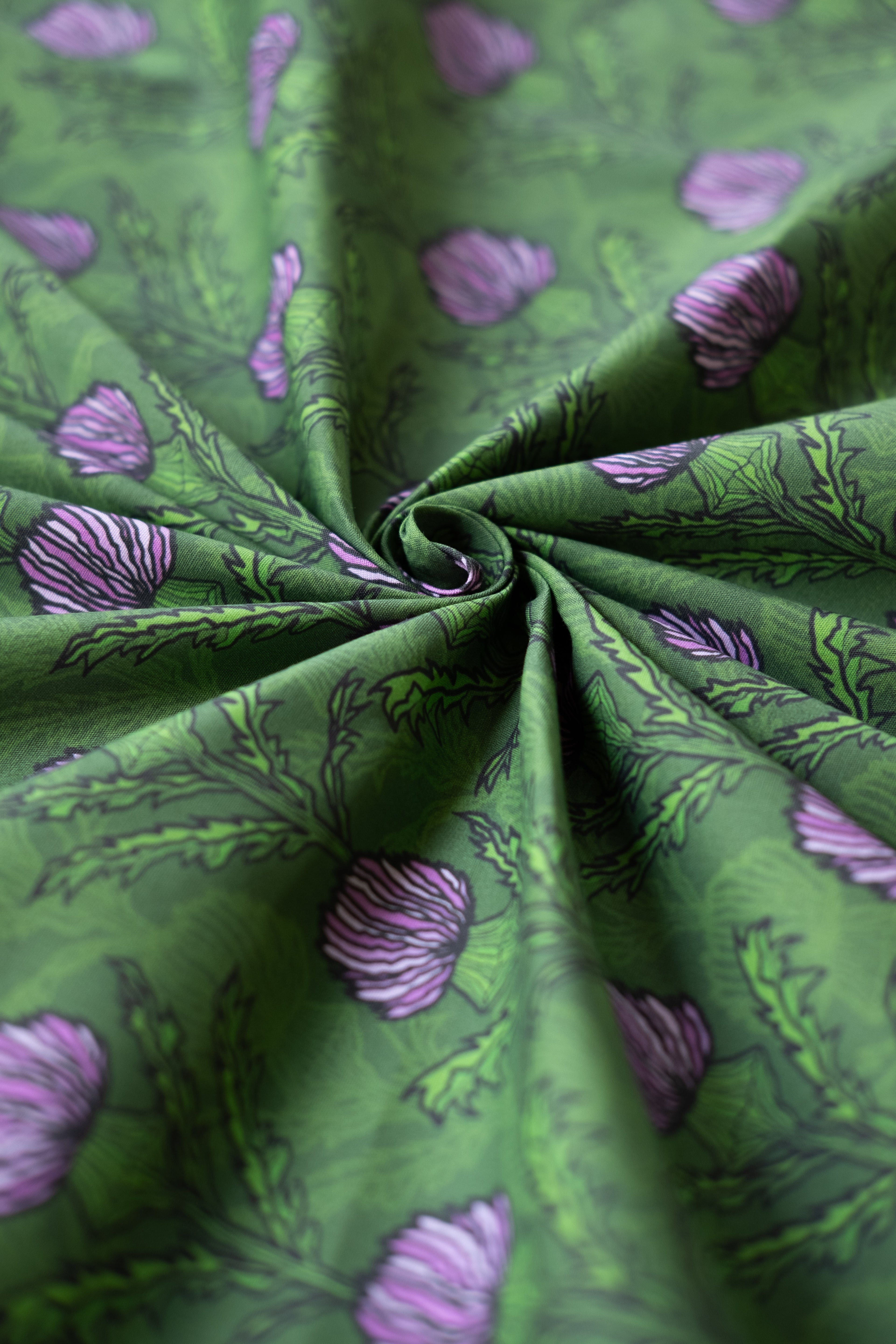 Emerald Thistle 100% Organic Cotton Sateen (per meter)