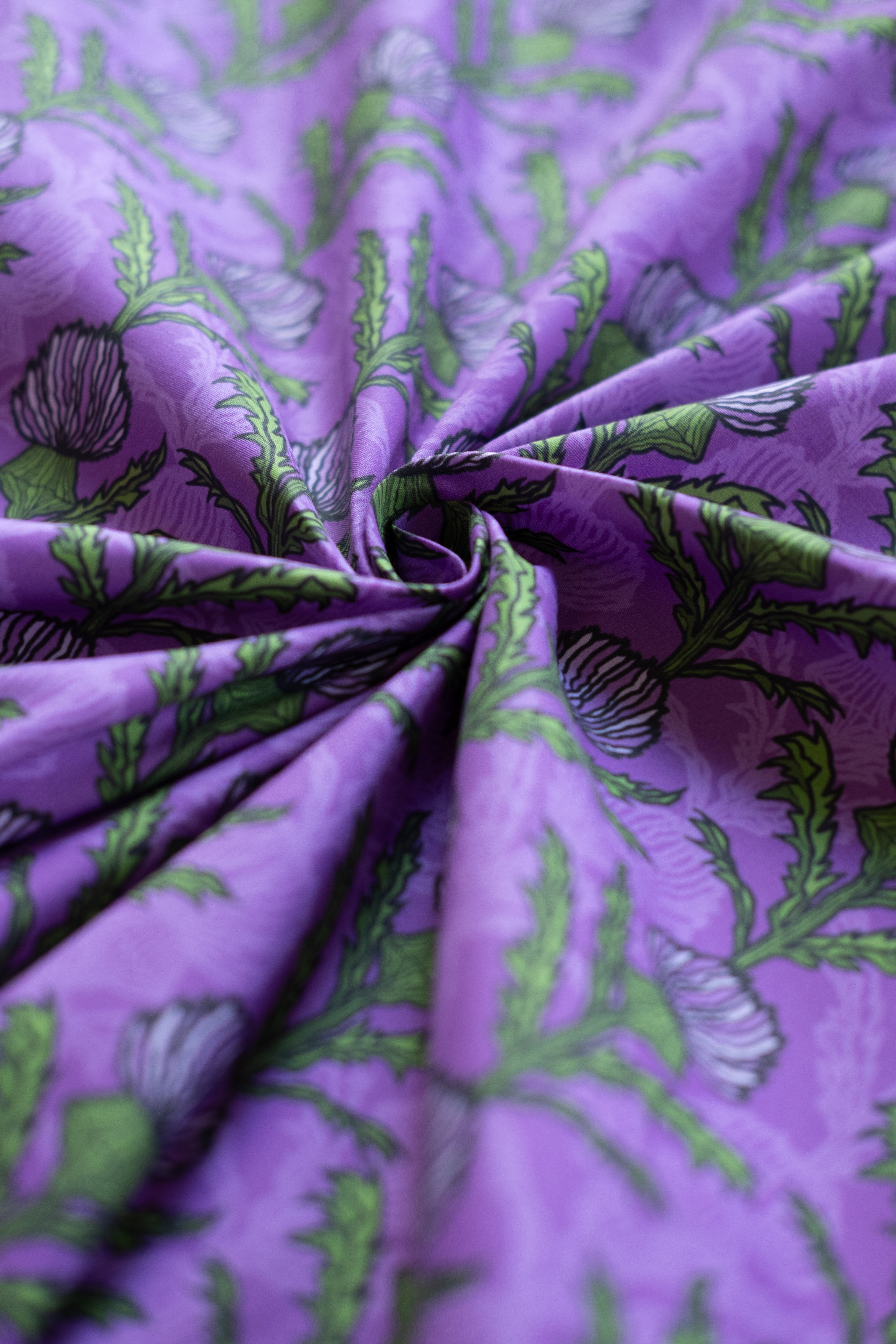 Violet Thistle 100% Organic Cotton Sateen (per meter)