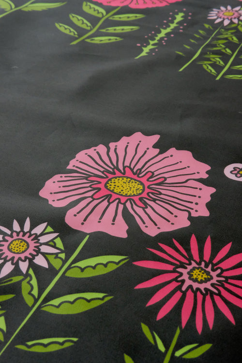 Black Midsummer Meadow 100% Organic Cotton Sateen (per meter)