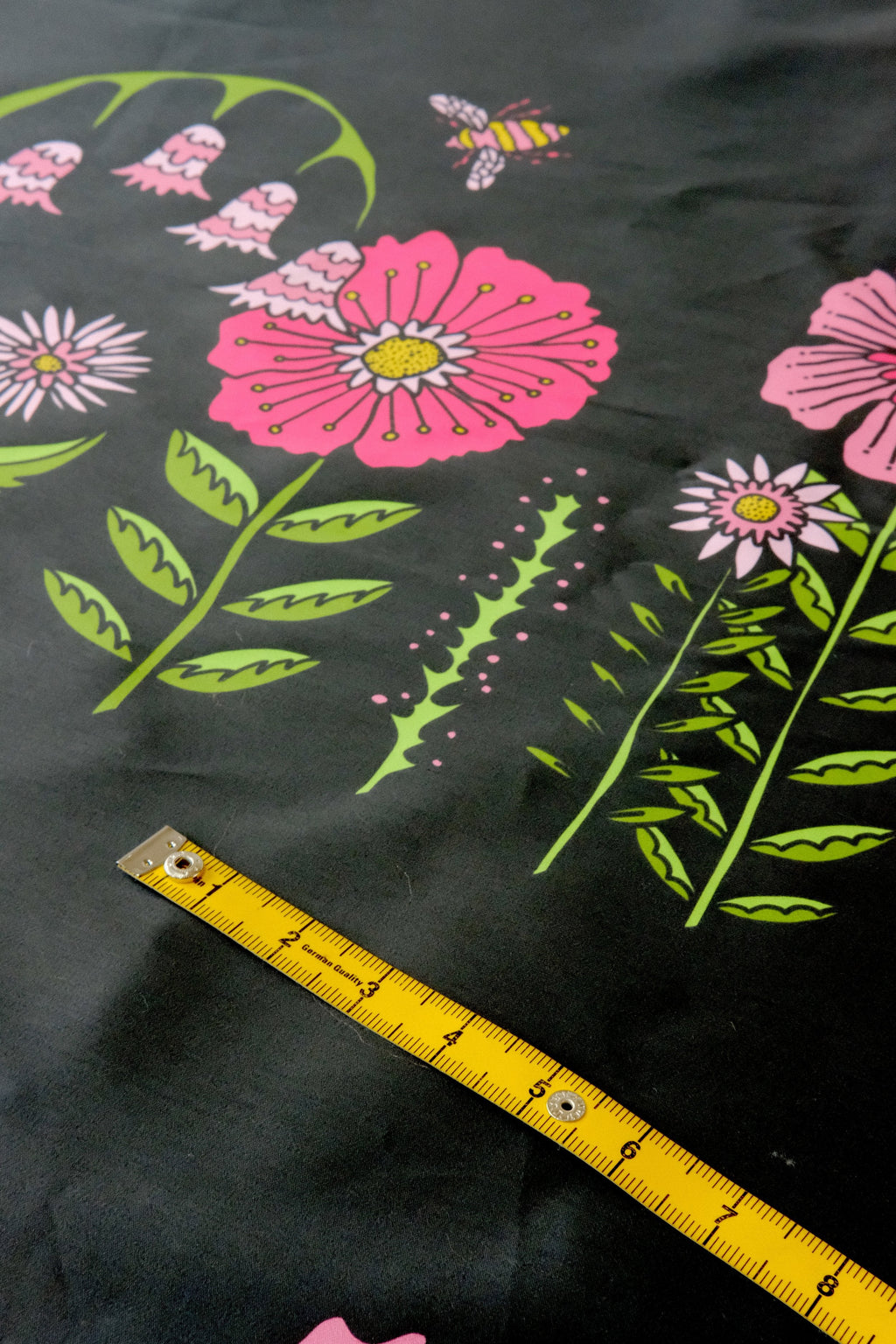 Black Midsummer Meadow 100% Organic Cotton Sateen (per meter)