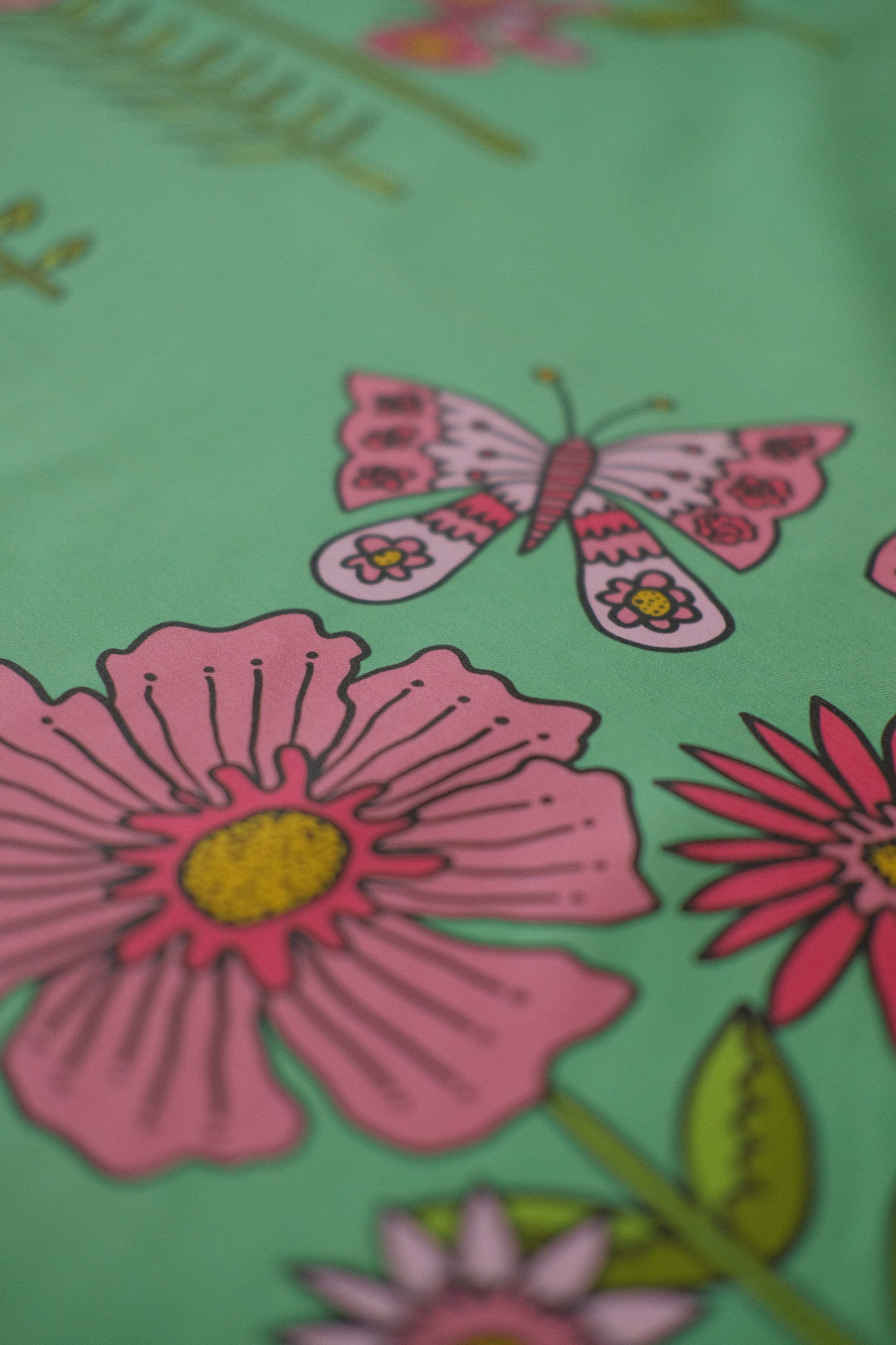 Mint Midsummer Meadow 100% Organic Cotton Sateen (per meter)