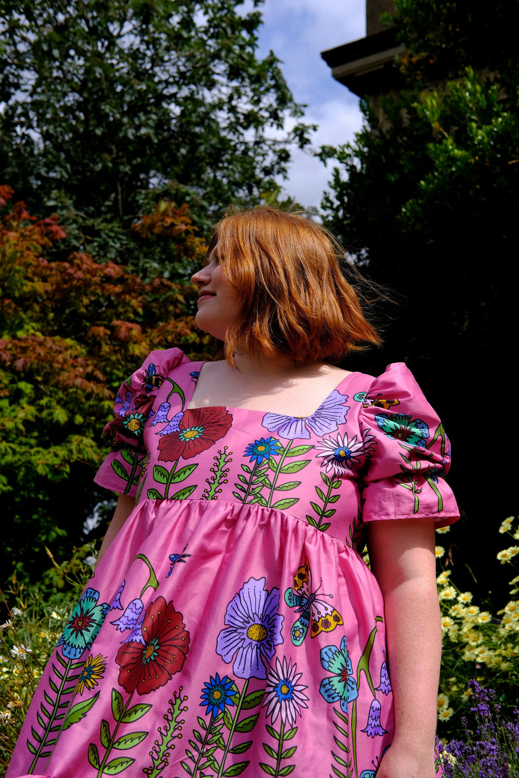 Zelda in Pink Midsummer Meadow (Organic Cotton Sateen)