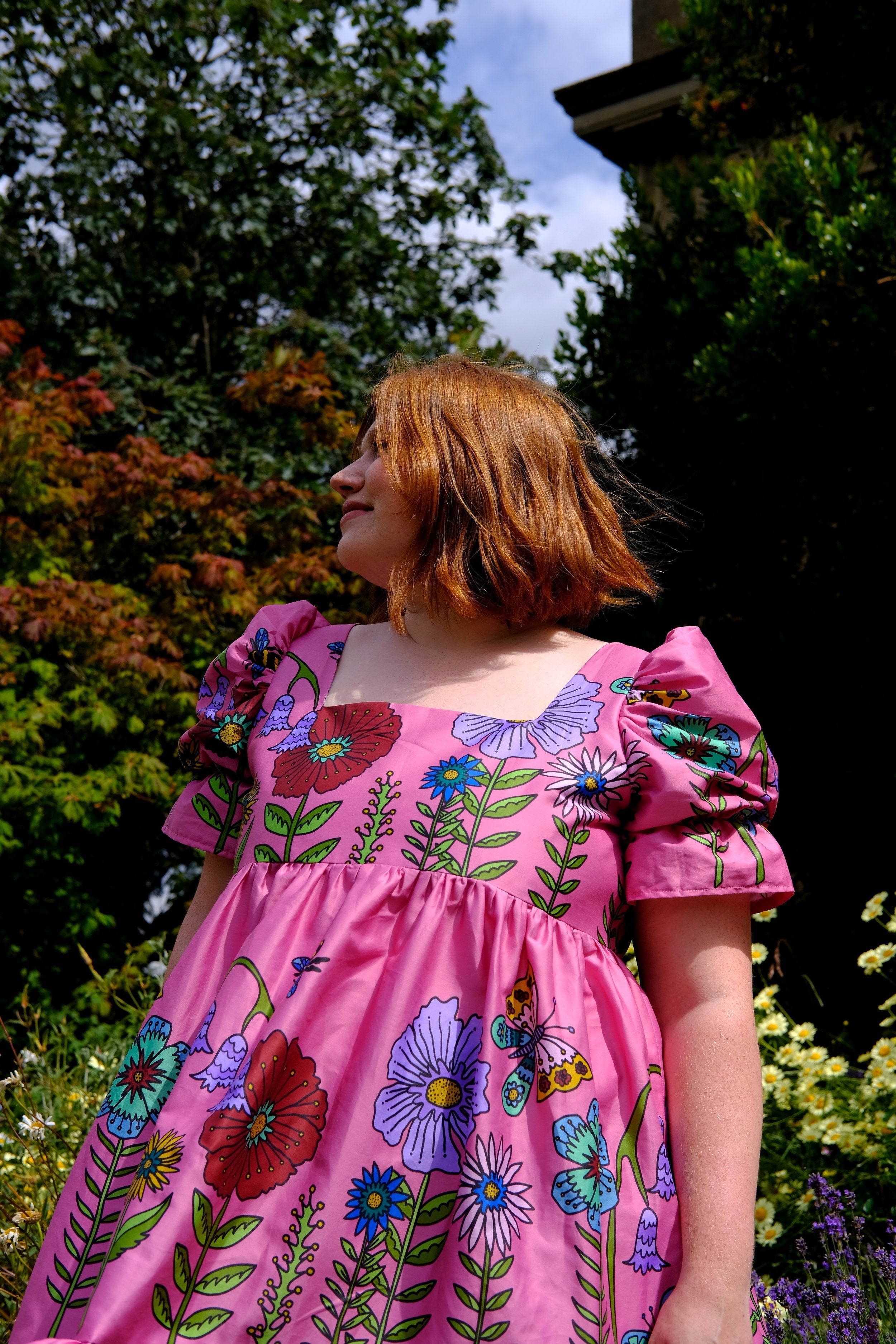 Zelda in Pink Midsummer Meadow (Organic Cotton Sateen)