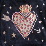 Flaming Heart Black Velvet Bag