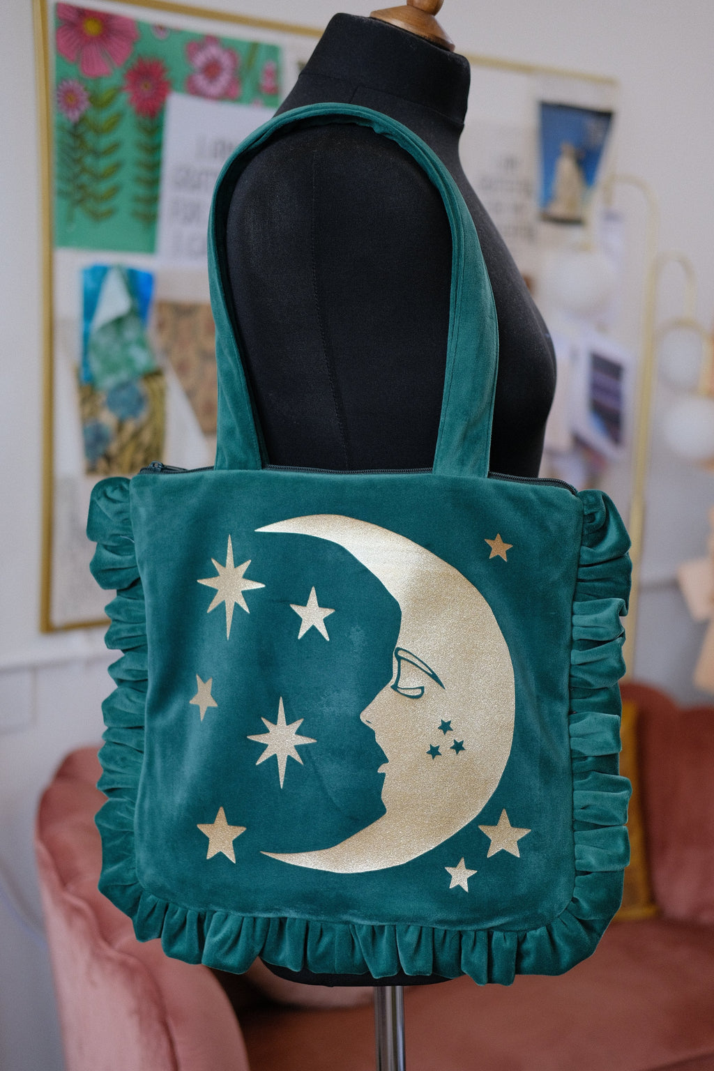 Luna Emerald Velvet Bag