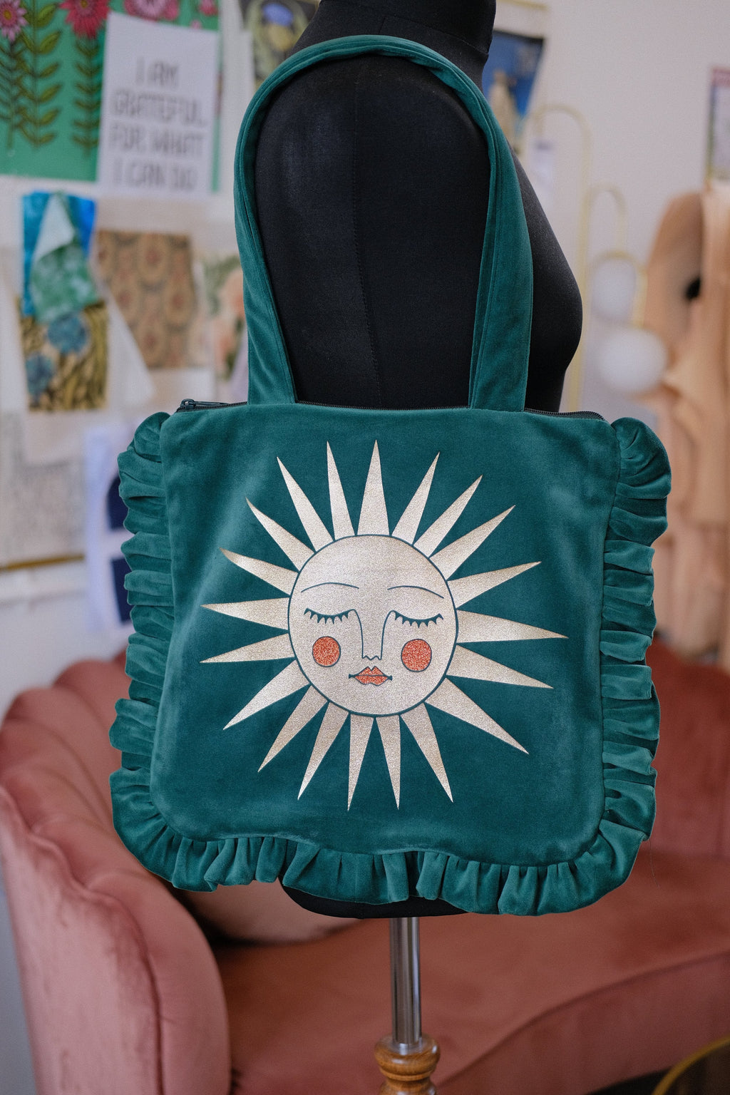 Asteria Emerald Velvet Bag