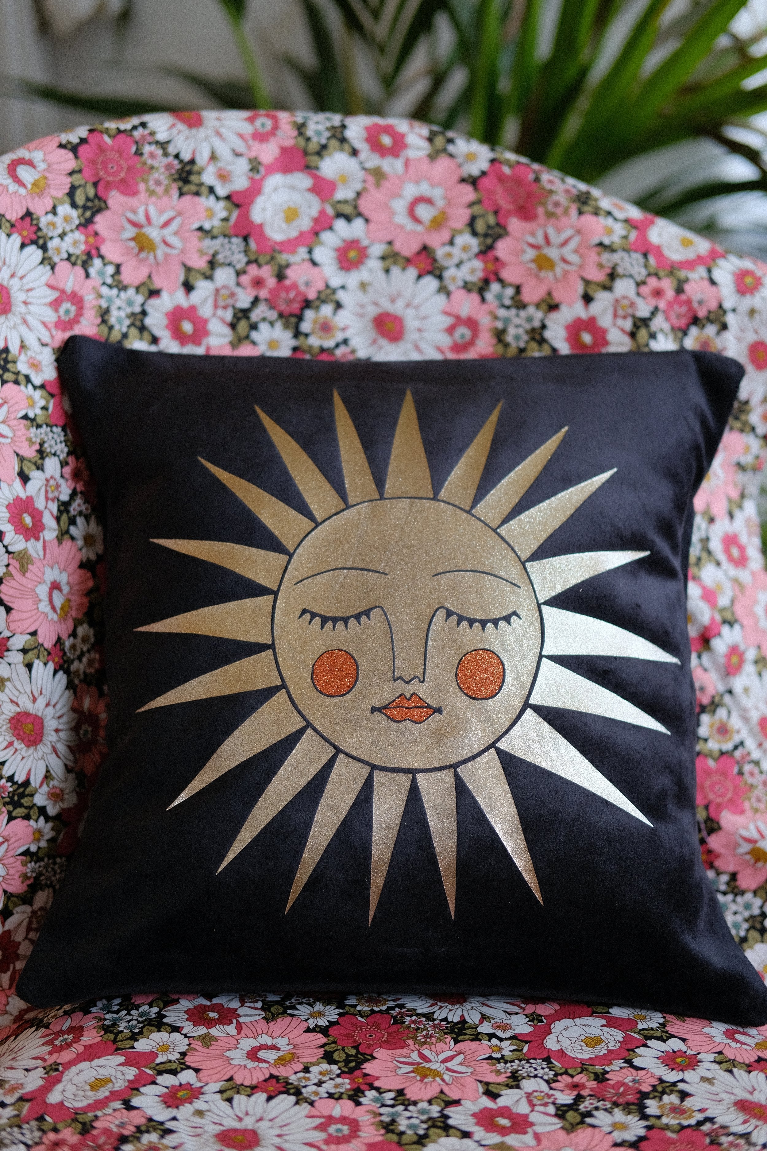 Asteria Black Velvet Cushion Cover