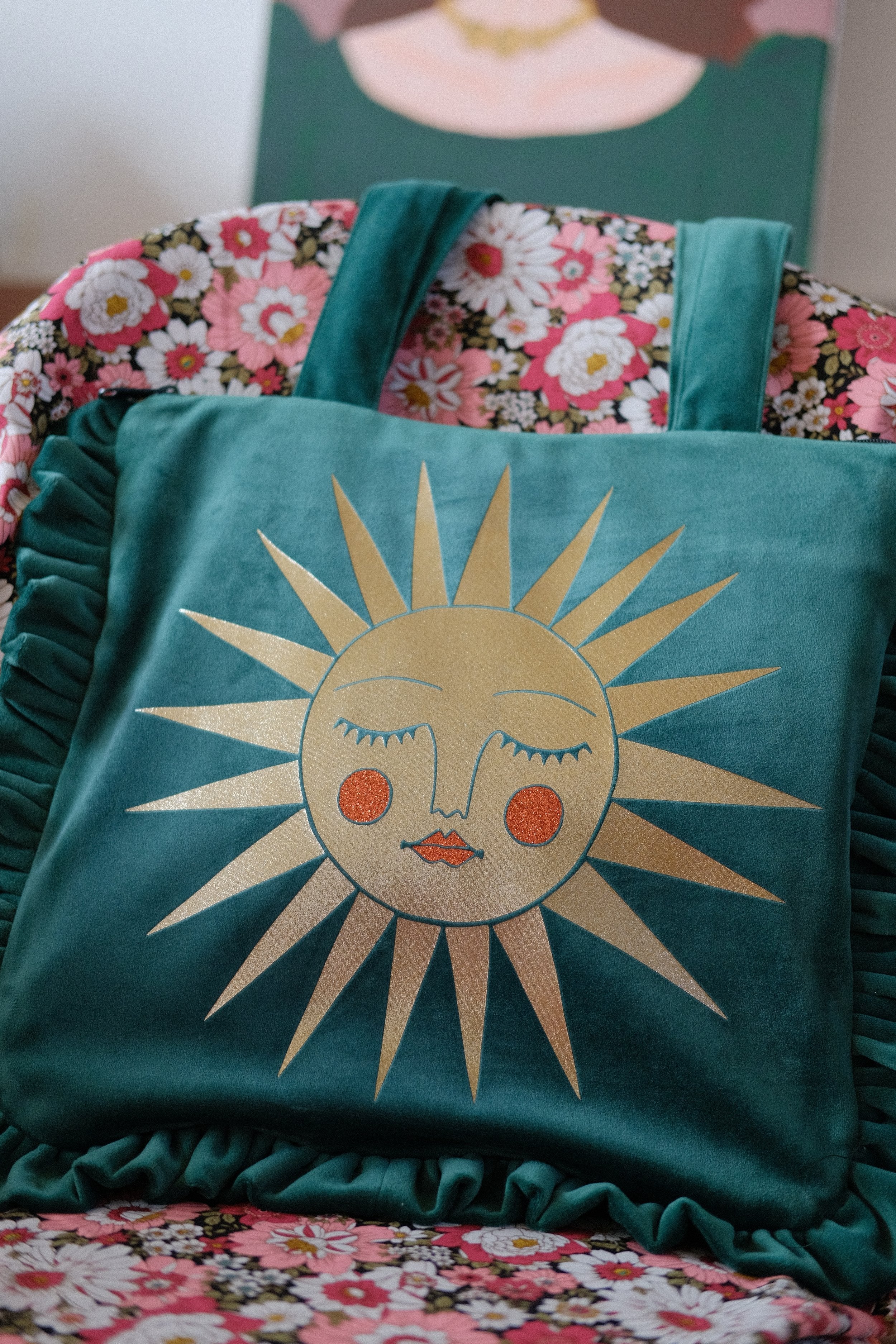 Asteria Emerald Velvet Bag