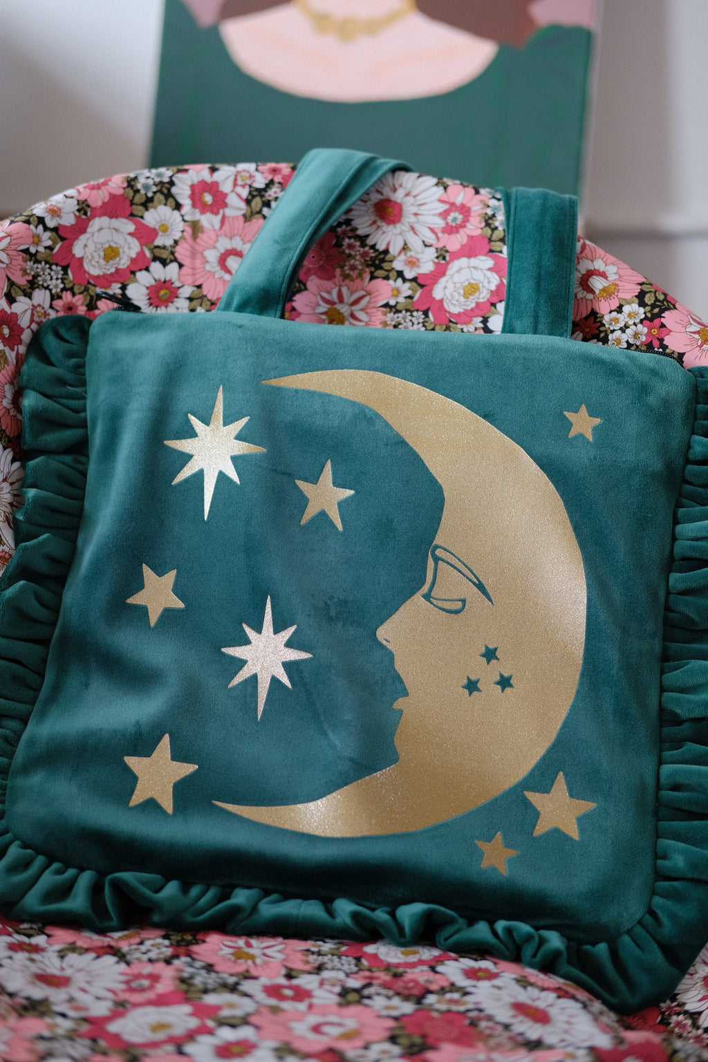 Luna Emerald Velvet Bag