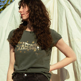 'Freedom' Organic T-Shirt in Stone Washed Green