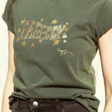 'Freedom' Organic T-Shirt in Stone Washed Green