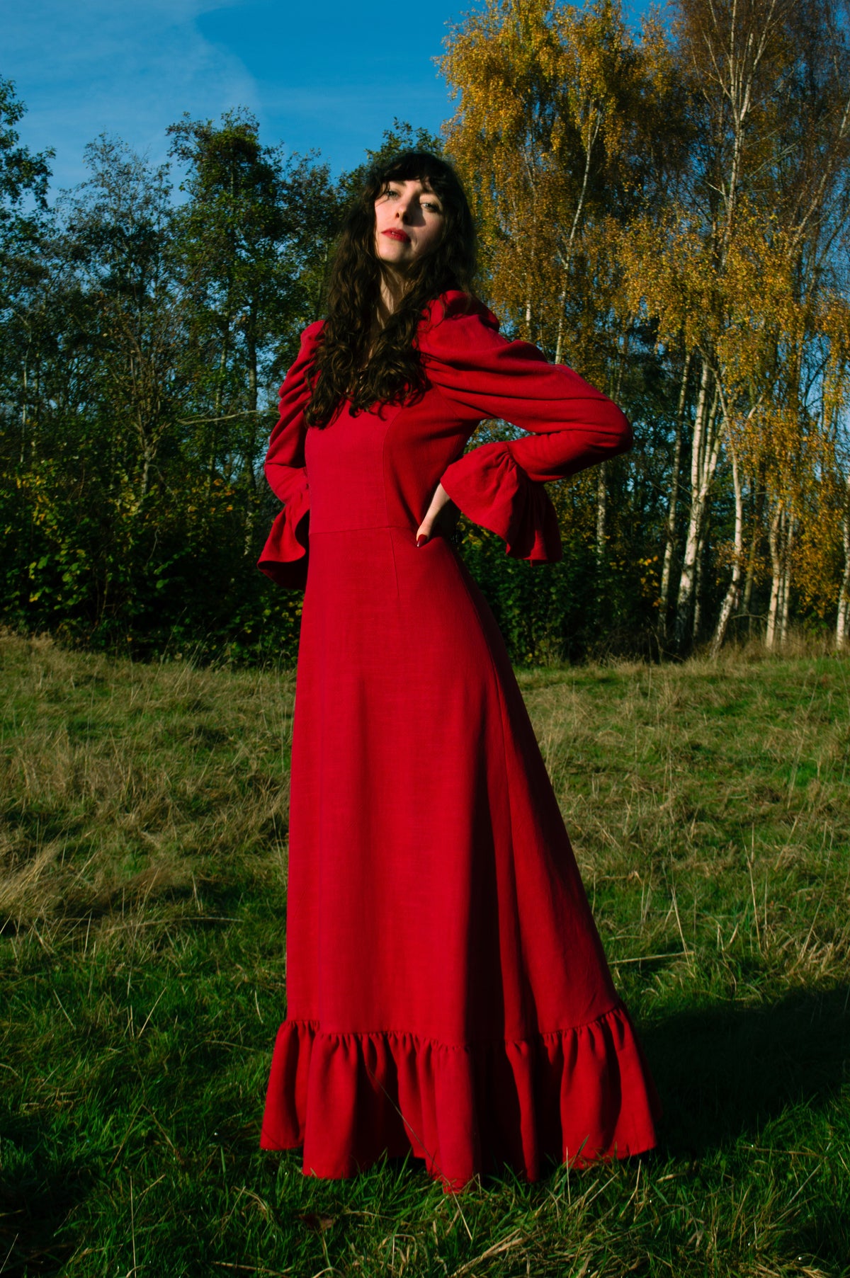 Studio Sale: Elizabeth in Scarlet Viscose Linen, Size 12