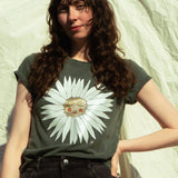 Daisy Organic T-Shirt in Stone Washed Green