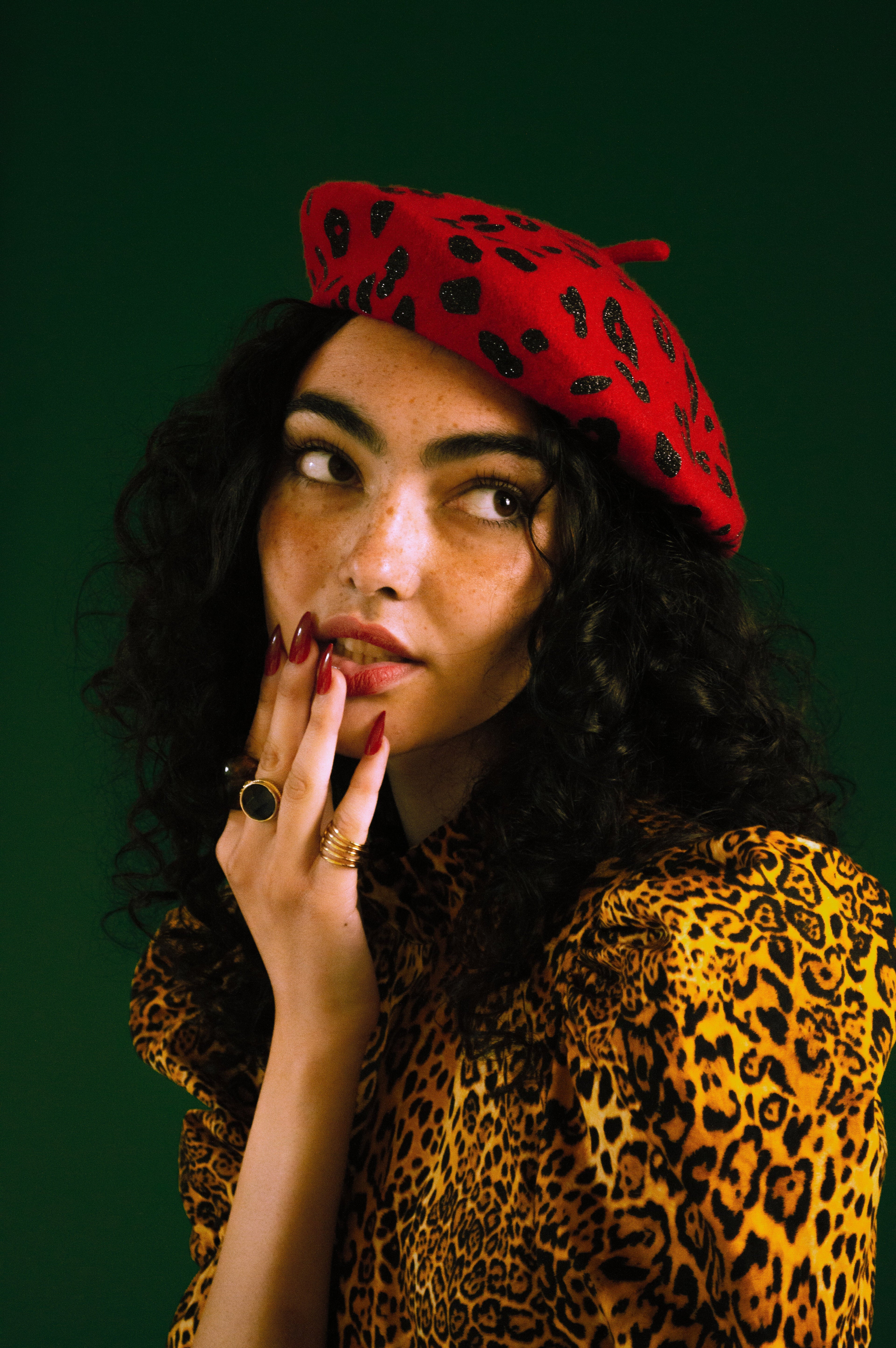 Leopard Beret - Midnight on Red Beret