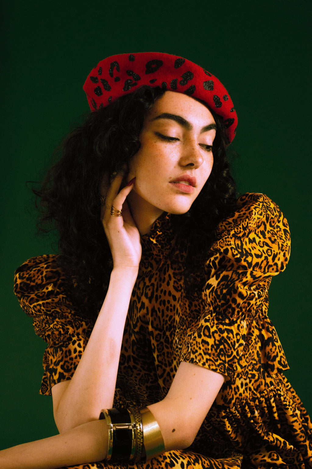 Leopard Beret - Midnight on Red Beret