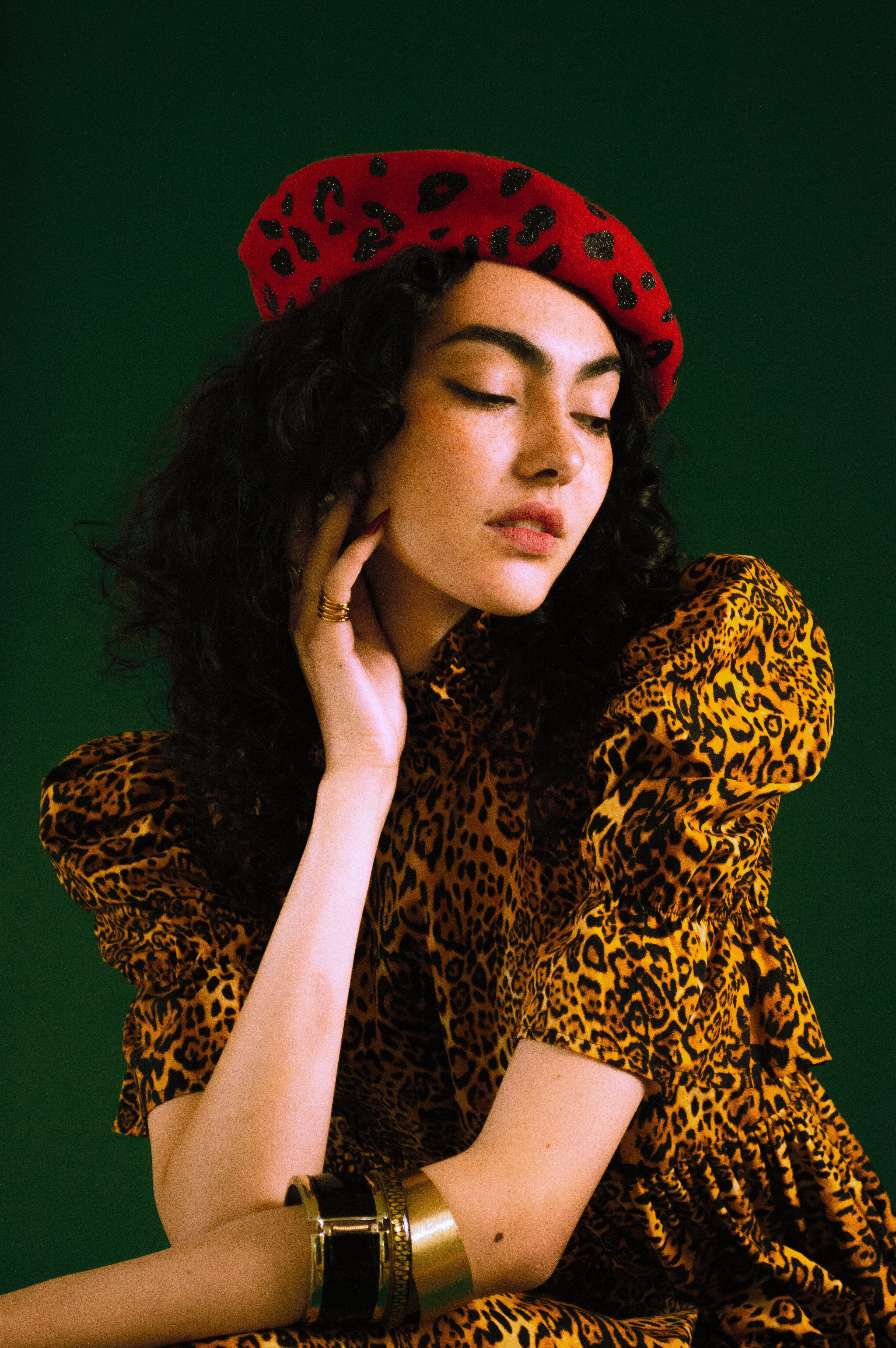 Leopard Beret - Midnight on Red Beret